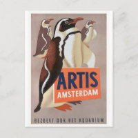 Affiche 1947 de pingouins d'Amsterdam de zoo