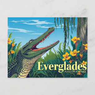 Carte Postale Affiche d'art vintage des Everglades Alligator