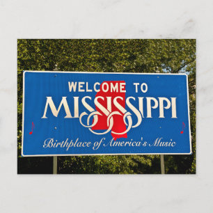 Carte Postale Affiche de bienvenue du Mississippi