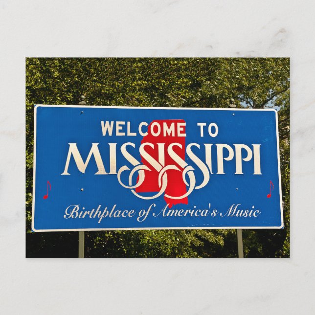 Carte Postale Affiche de bienvenue du Mississippi (Devant)