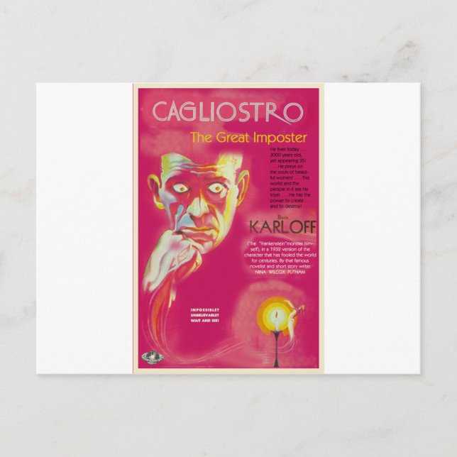 Carte Postale Affiche de cinéma Cagliostro (Boris Karloff) (Devant)
