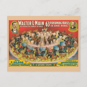 Carte Postale Affiche de cirque de 63 chevaux de spectacle dans 