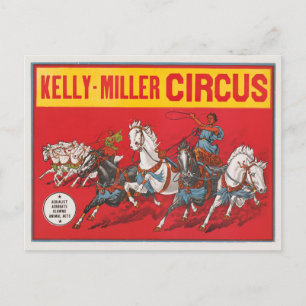 Carte Postale Affiche de cirque de deux hommes en chars de cours