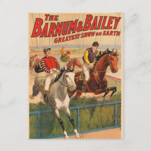 Carte Postale Affiche De Cirque De Jockeys Sur Les Chevaux Qui S
