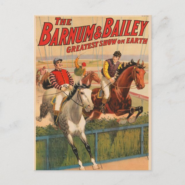 Carte Postale Affiche De Cirque De Jockeys Sur Les Chevaux Qui S (Devant)
