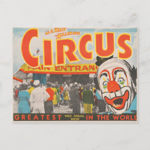 Carte Postale Affiche de cirque de personnes entrant sous le gra