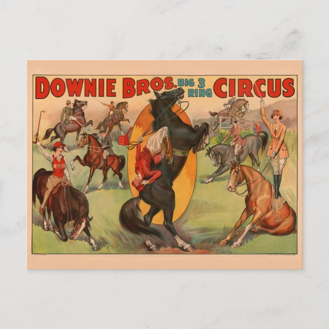 Carte Postale Affiche De Cirque Montrant De Nombreux Chevaux Fai (Devant)