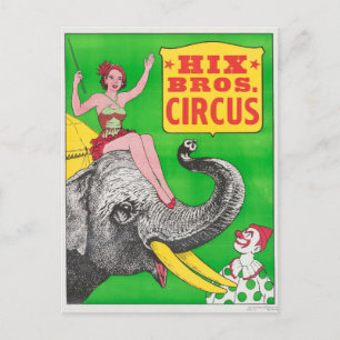 Carte Postale Affiche de cirque montrant une femme chevauchant u