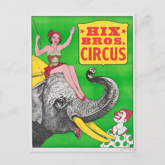 Carte Postale Affiche de cirque montrant une femme chevauchant u (Devant)