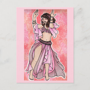 Carte Postale Affiche de danseuse du ventre rose Habibi