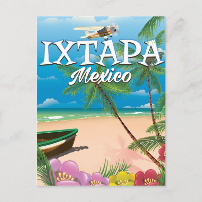 Carte Postale Affiche de la plage d'Ixtapa au Mexique (Devant)