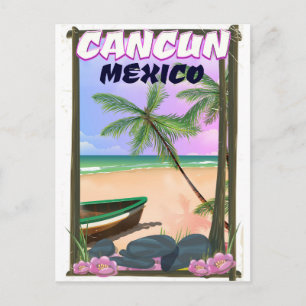 Carte Postale Affiche de plage de Cancun au Mexique.