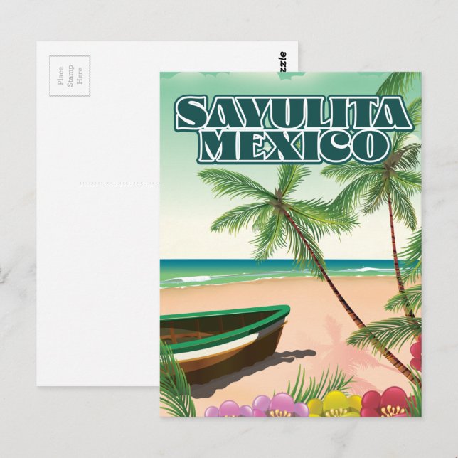 Carte Postale Affiche de plage de Sayulita Mexico (Devant / Derrière)