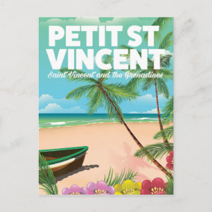 Carte Postale Affiche de plage vintage de Petit Saint Vincent
