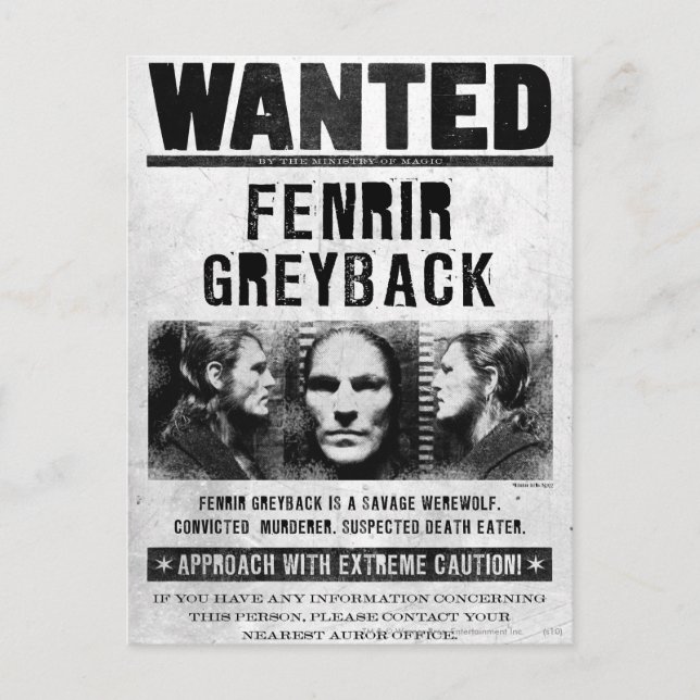 Carte Postale Affiche de recherche de Fenrir Greyback (Devant)