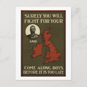Carte Postale Affiche de recrutement de la Première Guerre mondi