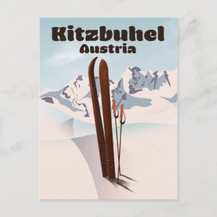 Carte Postale affiche de ski autrichienne de Kitzbuhel