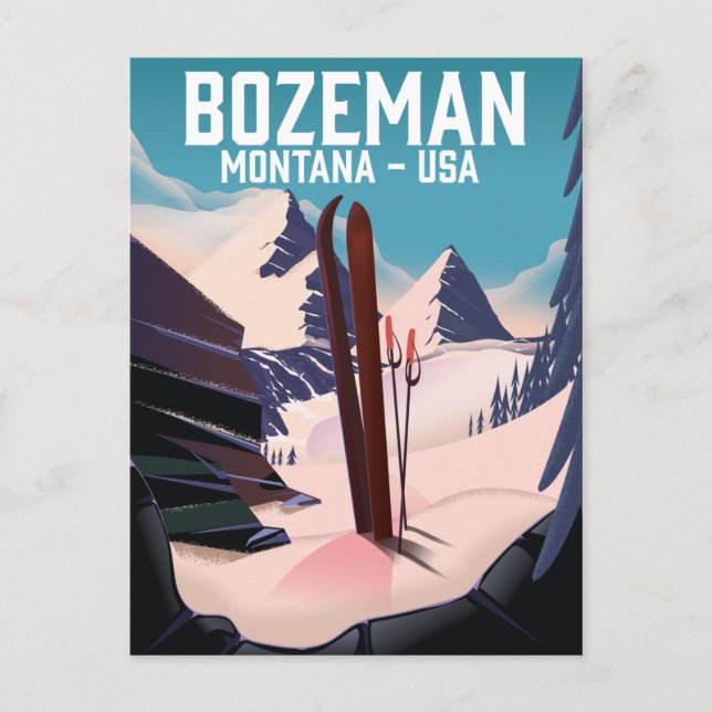 Carte Postale Affiche de ski Bozeman Montana (Devant)