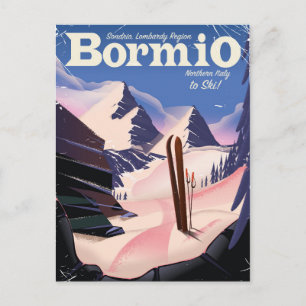 Carte Postale Affiche de ski de Bormio, Sondrio, région de Lomba