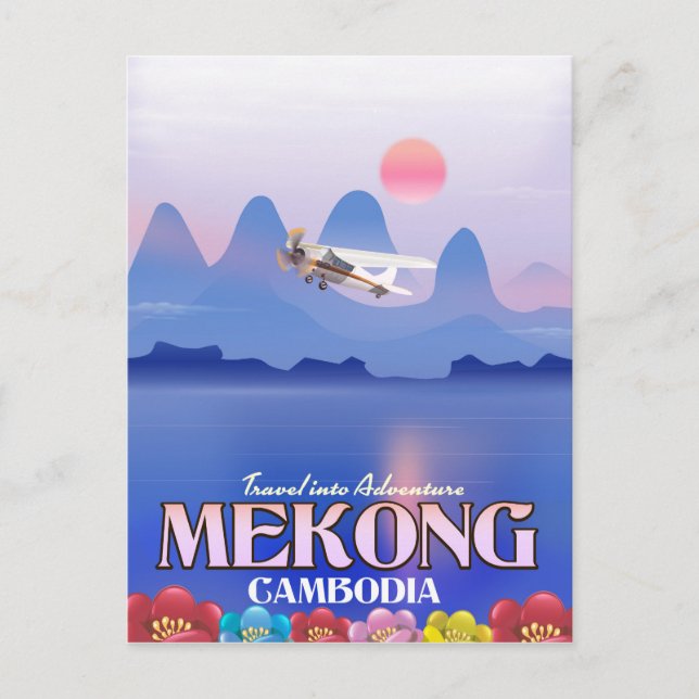 Carte Postale Affiche de vacances au Cambodge sur le fleuve Méko (Devant)