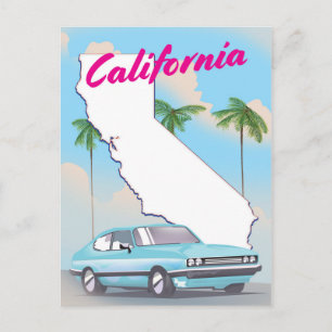 Carte Postale Affiche de vacances de style vintage californien