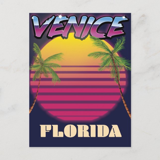 Carte Postale Affiche de vacances rétro à Venice Floride (Devant)