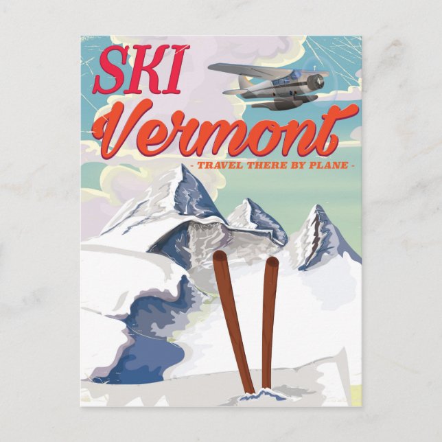 Carte Postale Affiche de vacances retro Ski Vermont (Devant)