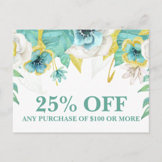 Carte Postale Affiche de vente de promotions marketing florales 