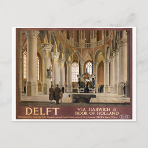 Carte Postale Affiche de Vintage voyage Delft restaurée