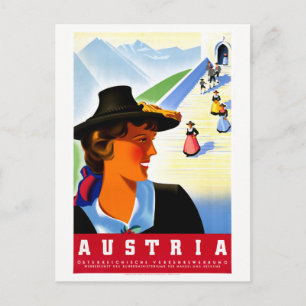 Carte Postale Affiche de Vintage voyage restaurée en Autriche