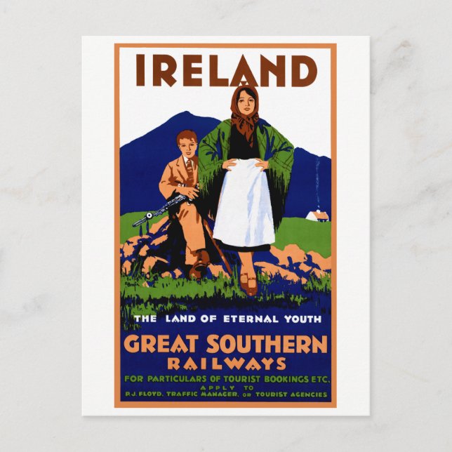 Carte Postale Affiche de Vintage voyage restaurée en Irlande (Devant)