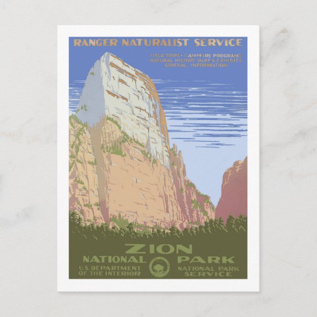 Carte Postale Affiche de Vintage voyage, Zion (Devant)