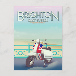 Carte Postale Affiche de voyage à Brighton sur scooter avec Unio