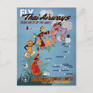 Carte Postale Affiche de voyage aérien Vintage en Thaïlande rest