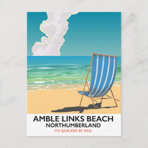 Carte Postale Affiche de voyage Amble Links Beach Northumberland