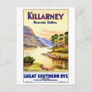 Carte Postale Affiche de voyage ancienne restaurée Killarney Irl