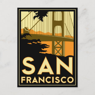 Carte Postale Affiche de voyage Art déco de San Francisco