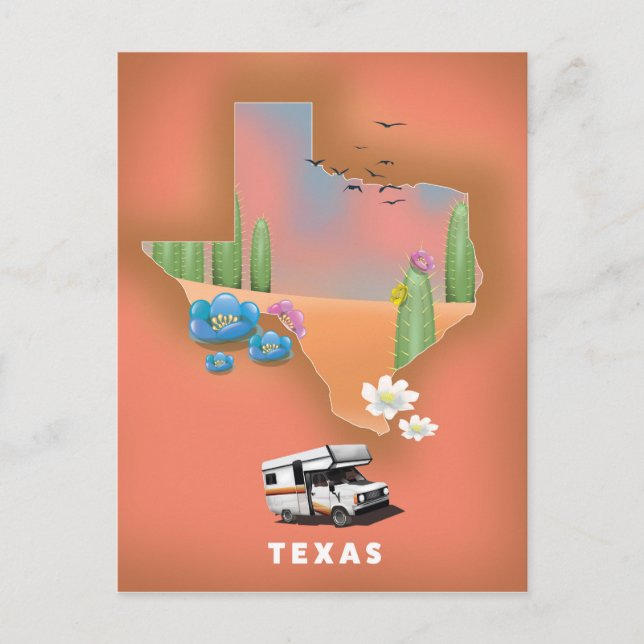 Carte Postale Affiche de voyage au Texas (Devant)