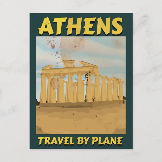 Carte Postale Affiche de voyage d'Athènes (Devant)