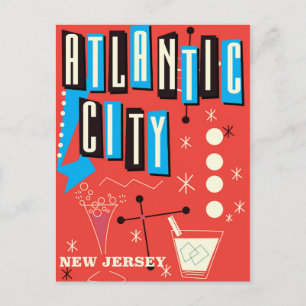 Carte Postale Affiche de voyage de jeu vintage de la ville d'Atl