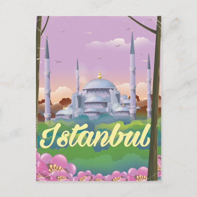 Carte Postale Affiche de voyage de la mosquée bleue d'Istanbul (Devant)