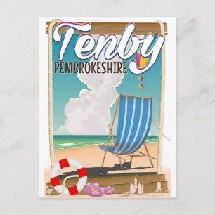 Carte Postale Affiche de voyage de la plage de Tenby Pembrokeshi
