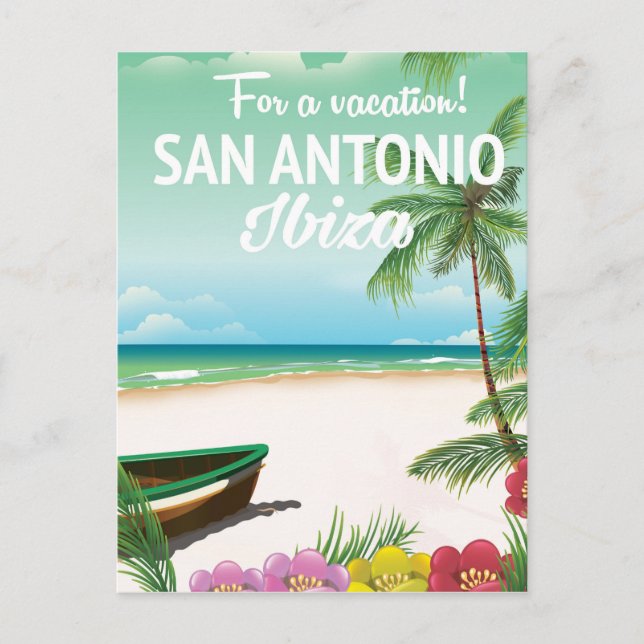 Carte Postale Affiche de voyage de plage de San Antonio Ibiza (Devant)