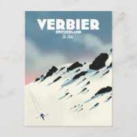 Affiche de voyage de ski de Verbier Suisse impress