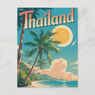 Carte Postale Affiche de voyage de style vintage d'une Thaïlande