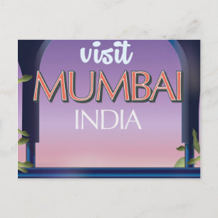 Carte Postale Affiche de voyage de style vintage Mumbai Inde