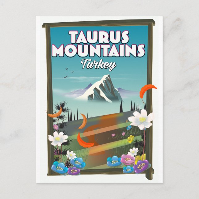 Carte Postale Affiche de voyage des monts Taurus en Turquie. (Devant)