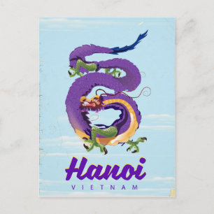 Carte Postale affiche de voyage du dragon vintage de Hanoï