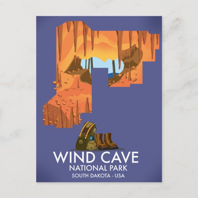 Carte Postale Affiche de voyage du parc national Wind Cave Natio (Devant)