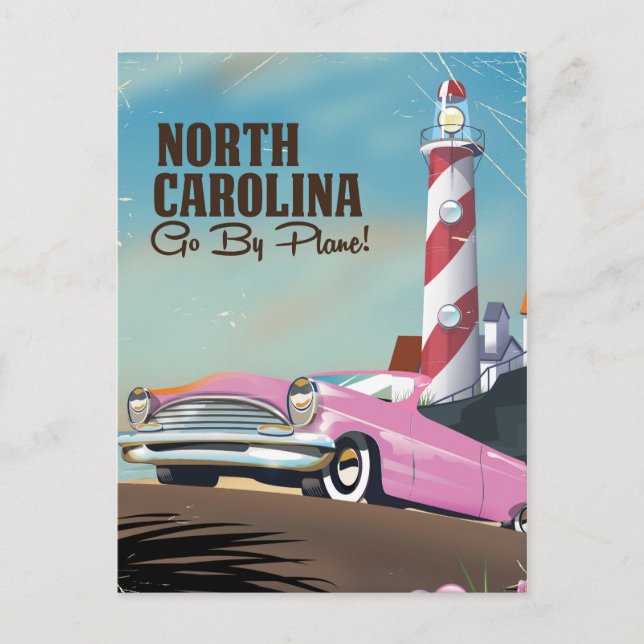 Carte Postale Affiche de voyage du phare de Caroline du Nord (Devant)